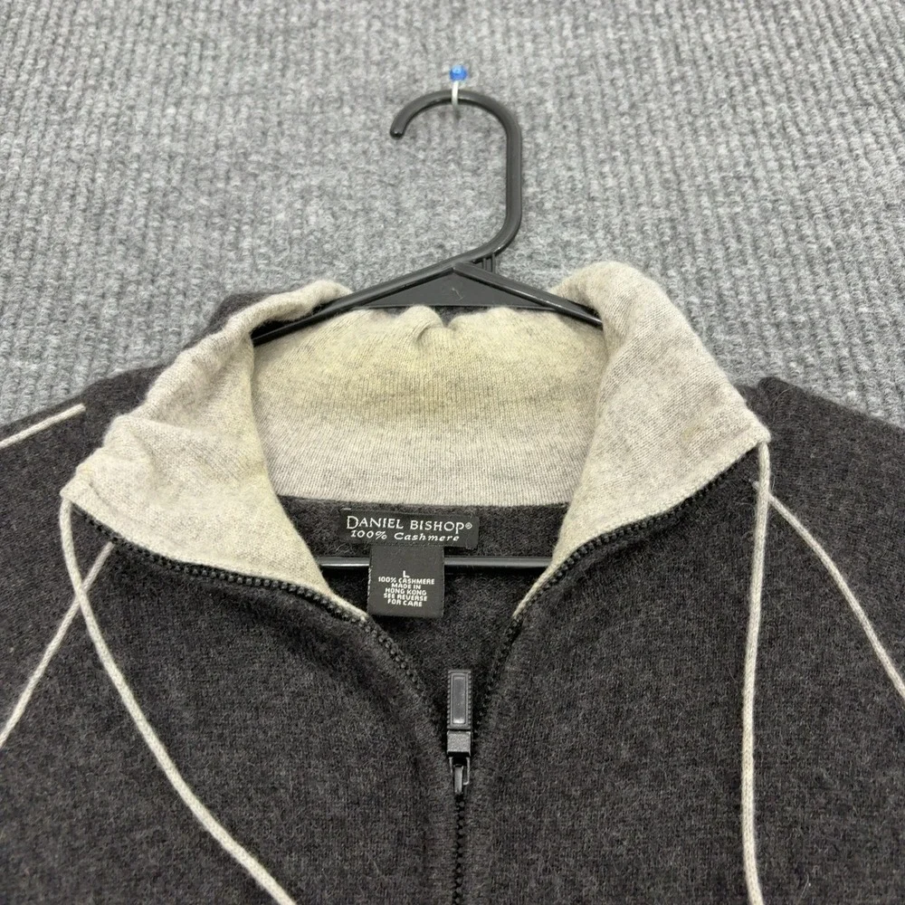 Daniel Bishop Sweater Mens L Gray Cashmere Quarter Zip Mock Neck Luxury Style